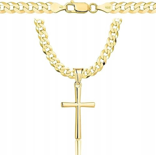 Amor Luxury Goldkette Kreuz 585/925, 5 mm, 50 cm Panzerung Halskette für Herren