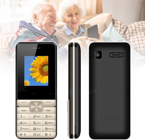 Telefoni Cellulari di Base per Anziani e Bambini, Telefoni Stupidi Sbloccati, Telefoni Cellulari Senza Internet - con Pulsanti Grandi, MP3, MP4, Fotocamera, Torcia Elettrica, SOS,Gold