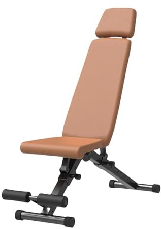 Verstellbare Hantelbank, faltbare Hantelbank for Heim-Fitnessstudio, 1100 Pfund Kapazität, Neigung, flache Neigung, Sit-up-Bank for Ganzkörper-Krafttraining(Brown)