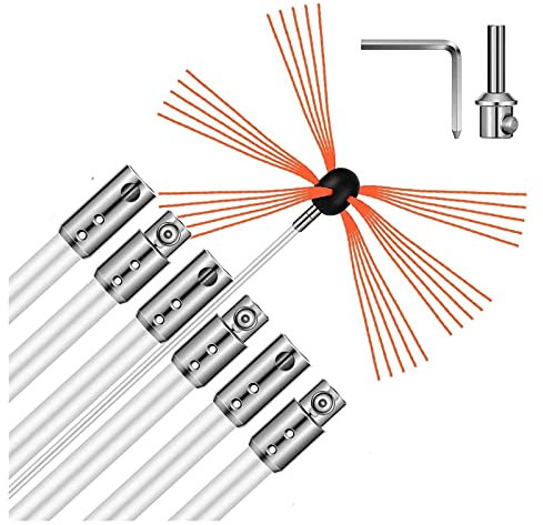 chimney sweep kit Chimney Sweep Kit, Chimney Brush Kit With 10 Nylon Flexible Rods, Rotary Chimney Cleaning Kit Driven By Drill, Chimney Cleaning Tool Kits For Sweeping Fireplace Flue(6 m)