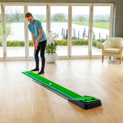 FORZA Zwei-Geschwindigkeiten Putting-Matte – 3m Lange Golf-Trainingsmatte mit Automatischem Ballrücklauf und Rutschfester Gummibasis