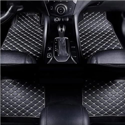 MLLAS 4Stück Leder Auto Fußmatten für Volvo C30 2006–2014, Allwetter rutschfeste wasserdichte Auto Set Accesorios,C Black White