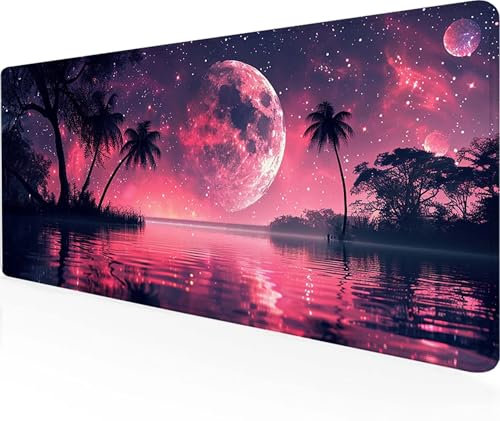 Mouse Pad Cielo Estrellado Alfombrilla Ratón XXL 900 x 400 mm, Impermeable Alfombrilla Raton Rosa Mousepad con Base de Goma Antideslizante Tapete Escritorio Accesorios Gaming para Oficina -Ly412YE