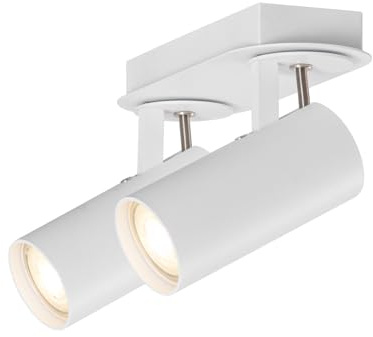 DAWALIGHT Ceiling Spotlight Rotatable 2 Way GU10 Wall Lights 5W LED 3000K Warm White Indoor Spot Lights for Kitchen Living Room Office Hall Bedroom, White, Aluminum