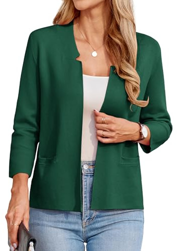 GRACE KARIN Cardigan Donna Elegante Manica 3/4 Corta con Tasche Ufficio Cardigan Aperto Davanti Business Casual