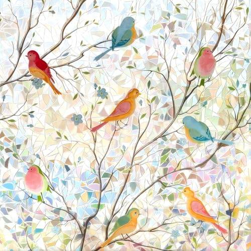 Ranzdn Window Privacy Film - Stained Glass Window Film Static Cling UV & Heat Blocking Rainbow Window Film for Glass Doors, Bedroom Windows - No Glue Premium Vinyl (Easy Install, 17.5×78.7)