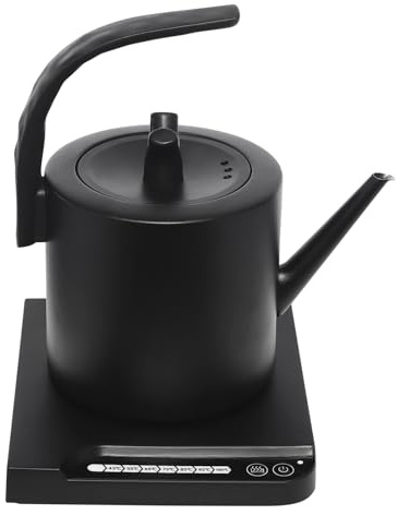 BAOCHADA Edelstahl Wasserkocher mit Temperatureinstellung 45-100℃ mit 1L Fassungsvermögen, 1000W Schnellkochfunktion mit Wasserausguss, Edelstahl-Innenraum, für Tee- und Kaffeezubereitung (Schwarz)