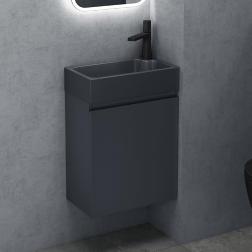 doporro Petit Meuble de Salle de Bain Suspendu 46cm Ensemble de 2 Pièces