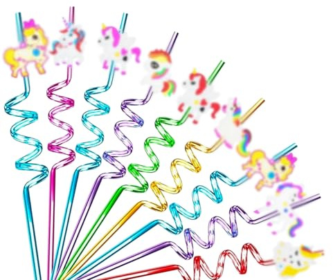 10 Pièces Pailles Enfants Reutilisables, Gloryit Pailles ColoréEs en Plastique, pour la DéCoration de Fête D'anniversaire D'enfant,Kit de boissons pour Halloween et Noël