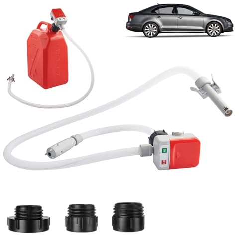 Tragbare Kraftstoffpumpe mit 3-Tank-Adapter, Automatische Kraftstoff-Umfüllpumpe mit Auto-Stopp, Elektrische Dieselpumpe,Batterie- oder USB-Betrieb, 130 cm Schlauch, für Öl, Diesel und Benzin