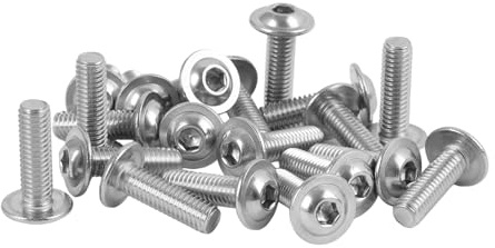 20 PCS Vis à Tête Bombée Avec Bride M6, Vis à Métaux à Tête Plate à Six Pans Creux,Inox Avec Bride, Ensemble Et Boulon M6x20mm Hexagone Pour Assemblage Mécanique