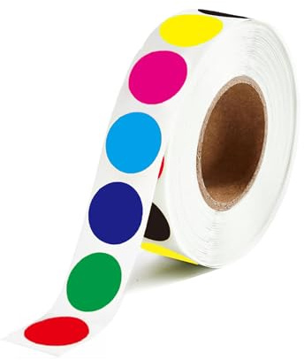 Markierungspunkte – 700 Stück Bunte Klebepunkte auf Rolle,20x20 mm - 7 Farbzyklen,Selbstklebende,Runde Aufkleber perfekt für Kennzeichnung im Büro,Kleine Sticker Rund (1 Roll-700 Stück)
