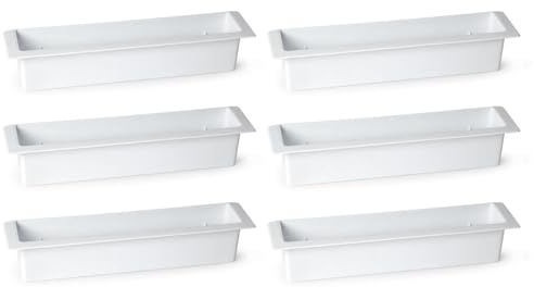 Acan Tradineur - Pack de 6 jardineras para Cementerio, plástico, macetero, Flores, nichos, lápidas, mausoleos, Ligera y Resistente, fácil Limpieza, Fabricada en España (Blanco - 36 x 8 cm)