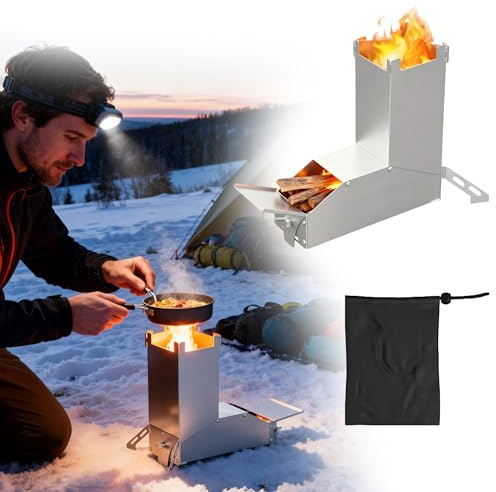 UISEBRT Horno de cohetes de acero grueso, sistema de conexión portátil Rocket Stove, estufa de leña, estufa de camping, estufa de pellets al aire libre, para horno holandés, barbacoa, terraza