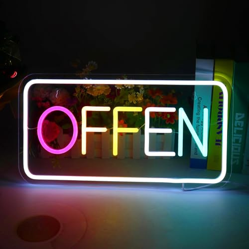 Dhqkqg OFFEN Neon Schild, LED OFFEN Schild, Dimmbar Offen Hängeschild für Geschäfte, Elektrisches Neon Sign für Geschäfte, Restaurants, Einzelhandelsgeschäfte