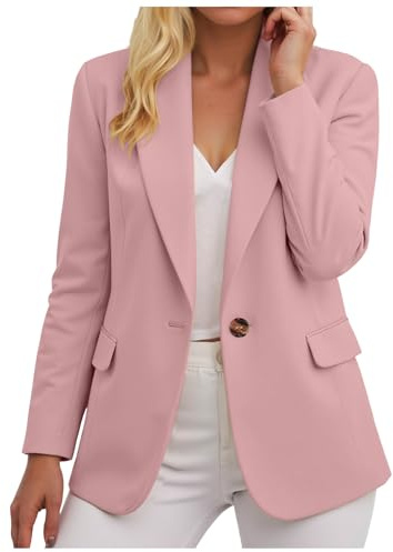 Blazers for Women UK,Ladies Blazer Suit Solid Button Suits Coat Elegant 3/4 Sleeve Notch Lapels Collar Jackets Fall Business Work Office Elegant Jackets Open Front Jacket Cardigans Top Outerwear