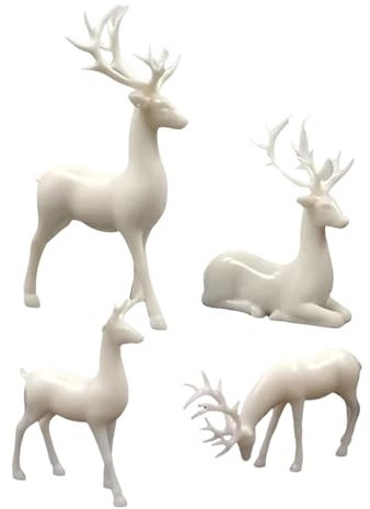 4 Stücks Weihnachts Rentier Figure, Weihnachtsdeko Rentier Hirsch Skulptur, Festliche Elch Statuen als Partydekoration, Winter Weihnachten Deko, Kreative Deko für Wohnzimmer, Küche, Schlafzimmer