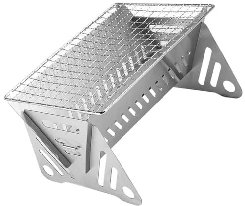 Abaodam Tragbarer Edelstahl Grillrost Campinggrill Faltbar Verschleißfest Leicht für Outdoor Grillabende und Lagerfeuer
