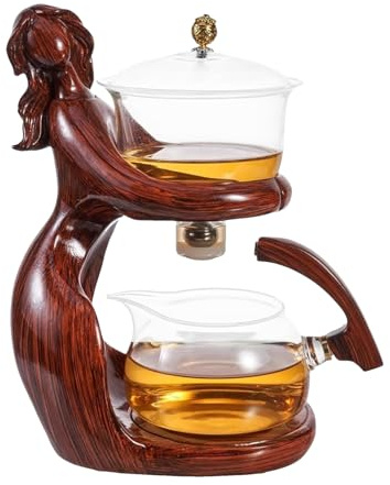 Teapot made of clear with stainless steel infuser - Heat-resistant borosilicate tea maker, easy pouring spout and drip-free lid, complete brewing set | For loose tea, office,