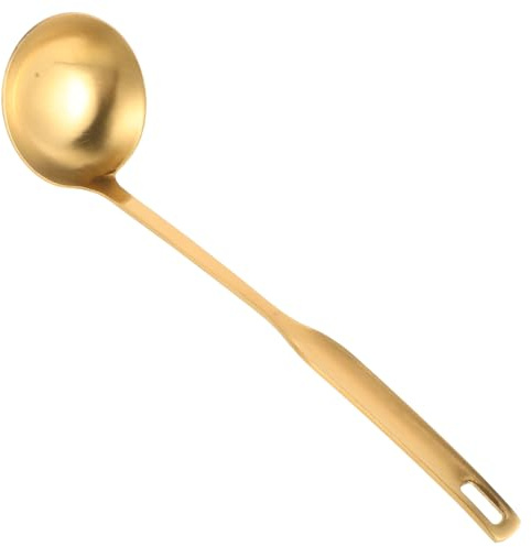 Angoily Louche à Soupe en Acier Inoxydable 304 Épaissie, Couleur Dorée, Petite Taille 25 Cm, Louche à Sauce Polyvalente Cuisine, Cuillère à Nouilles et Fondue Chaude, Ustensile de Service
