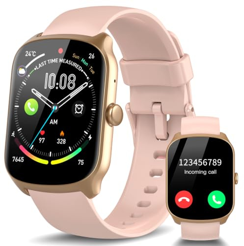 Csasan Smartwatch Damen Herren, 1,95 HD Touchscreen Smart Watch mit Telefonfunktion, 110 Sportmodi Sportuhr, IP68 Wasserdicht Fitnessuhr mit Schrittzähler/Herzfrequenzmonitor/Schlafmonitor, Rosa