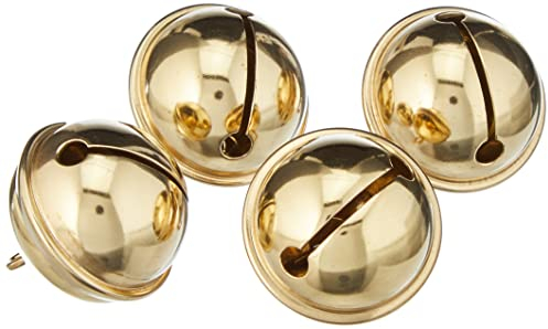 Rayher Metallglöckchen, kugelförmig, 29 mm ø, gold, Beutel 4 Stück, Schellen, Weihnachtsglöckchen, 2503406, Goldfarben
