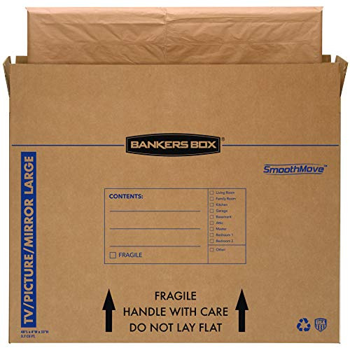 Bankers Box Large Moving Box, Up to 55 TV/Picture/Mirror, 4-Pack, 48 x 4 x 33 Inches (7711301)