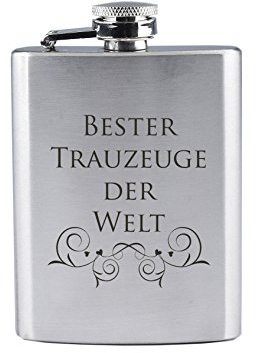 Flachmann Edelstahl 190 ml, Gravur Bester Trauzeuge der Welt