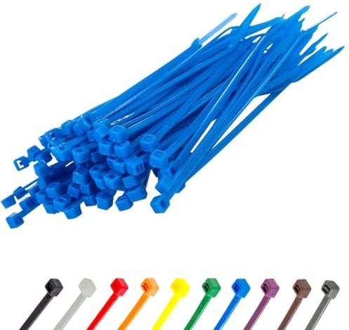 Gocableties Small Blue Cable Ties, 100mm x 2.5mm, Pack of 100, 4” Premium Nylon Zip Ties, Plastic Tie Wraps, Secure Self-Locking Mechanism, for Home, Garden, Office and DIY