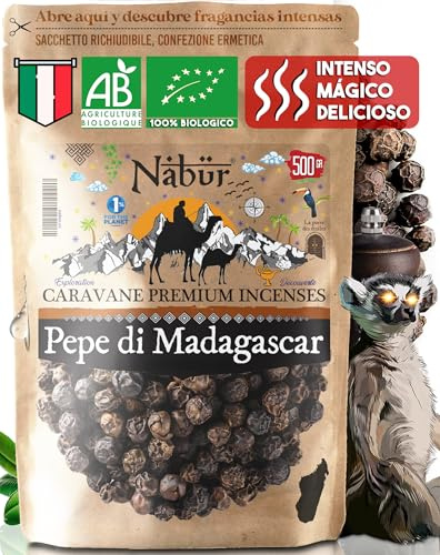 500gr Poivre Noir BIO de Madagascar, Haute Qualité Prima+, Poivre en grain, Note Florale, Boisé, Fruité, de Nabür