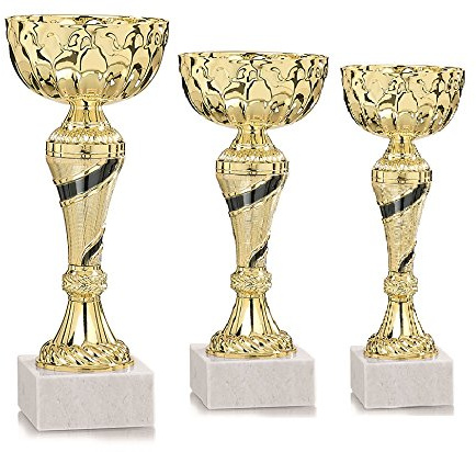 DEPICE vuxna pokalserie pokal/trofé, guld/svart, 17,18,20 cm
