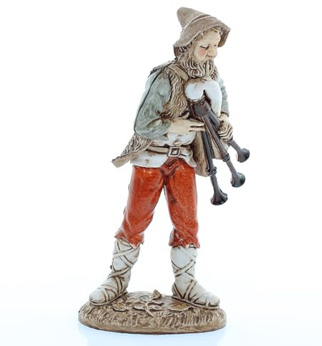 Moranduzzo Dudelsackspieler für Krippe 12 cm Maßstab 1:15 - Unzerstörbare Krippenfiguren - Stil 700', Handbemalt, Offizielles Produkt, Hergestellt in Italien, Bildhauer M. Landi