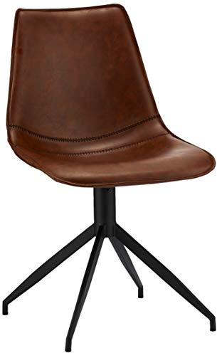 Furnhouse Isabel Esszimmerstühle 2er Set | Kunstleder | 360° Drehstuhl Metallgestell Schwarz – Skandinavisches Design Modern Gepolstert