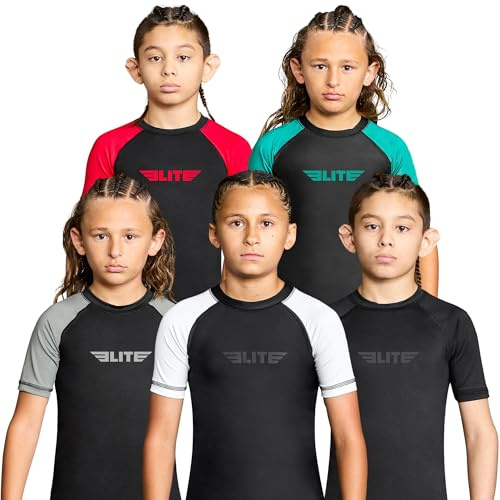 Elite Sports Standard Short Sleeve Kids Compression, MMA, BJJ, No-Gi, Cross Training Rash Guard