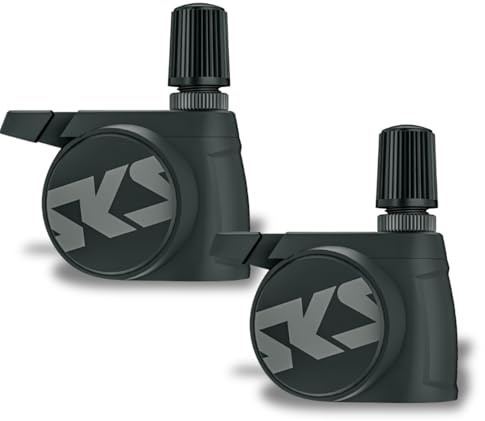 SKS GERMANY AIRSPY AV SET med 2 däcktryckskontrollsystem med permanent mätning (cykeltillbehör för montering på SV-ventiler, damm- och vattentät, kan användas som digital manometer)