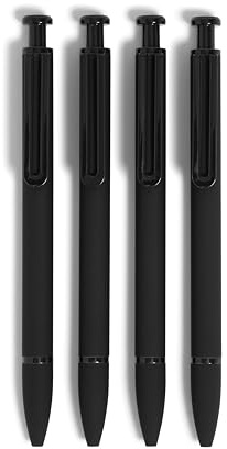 U Brands Midnight Monterey Ballpoint Pens, 4 Count, Black Soft Touch, Painted Black Details, Bold (1.0 mm) Point, Black Ink