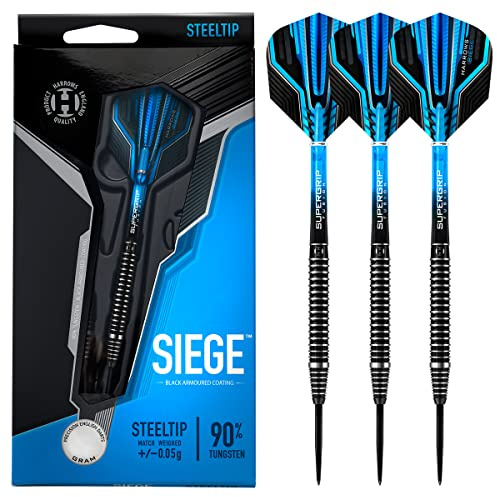 Harrows siege dartpfeile aus 90 % wolfram, stahlspitze, 22 st?ck, Schwarz / Silber, 22 g