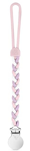 Ryan & Rose Cutie Clip Braiden Pacifier Clip - Braided Silicone (Dollhouse)
