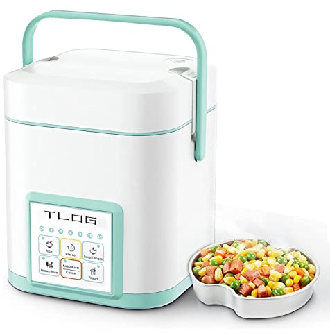 TLOG Mini Rice Cooker 2.5 Cups Uncooked, Healthy Ceramic Coating Portable Rice Maker, 1.2L Travel Rice Pot Small for 1-3 People, Personal Rice maker, Food Steamer, Multi-cooker for Grains, Oats