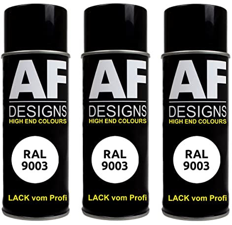 Alex Flittner Designs RAL Lack Spraydose 3er Pack Autolack Sprühdose glänzend Buntlack Alle RAL FARBEN (RAL 9003 SIGNALWEISS)