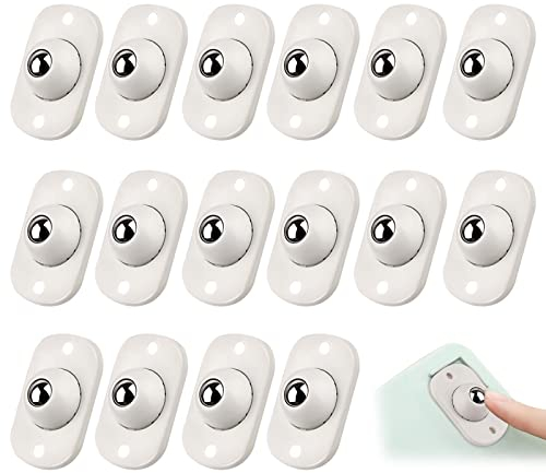 GWAWG 16PCS Self Adhesive Castor Wheels Sticky Pulley Wheels Rotation Mini White for Small Furniture Trash Can Box Kitchen Appliances