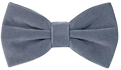 HOULIFE Papillon da uomo in velluto – Papillon regolabile pre-annodato, tinta unita, farfalla papillon per sposo festa di nozze formale, Grigio argento, 12x7cm