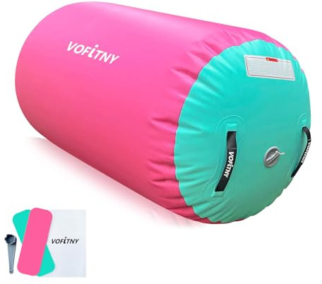 VOFiTNY Aufblasbare Rolle Gymnastik Yoga Turnmatte Air Barrel Tumbling Track Yoga Fitness Rückwärtssalto Trainingshilfe Zylinder Balance Trainer Sport Workout Fitness Luft Roller Ohne Pumpe