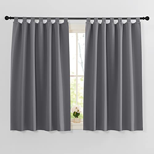 PONY DANCE Tende Oscuranti Termiche per Finestre Piccole 2 Pezzi 140x137 CM Tenda Corta Termica Isolante Freddo e Caldo con Passanti per Camera da Letto, Grigio