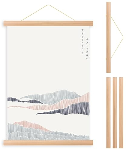 Magnetisch Posterschiene, Magnetische Posterrahmen Mit Lanyard, Magnet Magnetische Holz Poster Aufhänger, Holz Posterleiste, Posterleiste Posterleisten Posterschiene für Wandbilder (Buche 51cm)