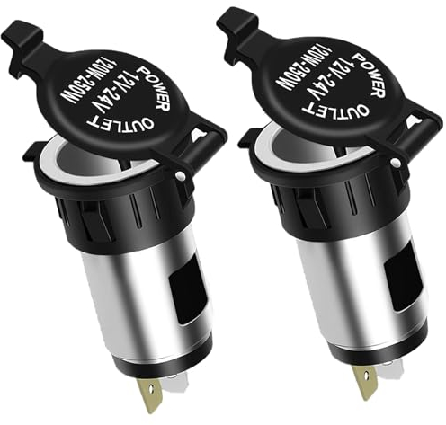 RUNQIN 2 Piezas Zócalo del Encendedor de Cigarrillos Outlet 12V/24V CC, Toma de Encendedor | Enchufes Adaptador Universal, Enchufe Mechero Polvo Impermeable para Barcos,Coches,Motocicletas, ATV, RV