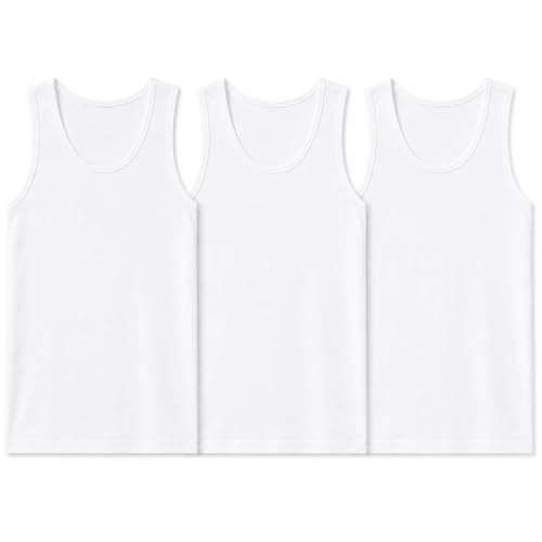 reshmena® 3 Mens Cotton Vests Tank Tops Sleeveless Plain Breathable Slim Fit Summer Top Vest Everyday Athletic wear Men Workout Shirts White 4XL