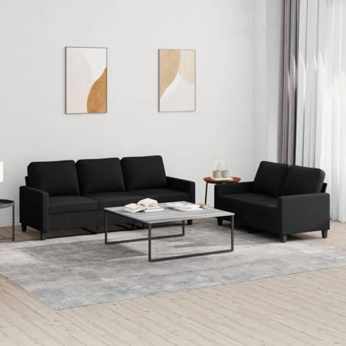 ZEYUAN 2-TLG. Sofagarnitur mit Kissen Schwarz Stoff, Sofas & Couches, Sofa Wohnzimmer, Sofa Für Jugendzimmer, Relaxsofa, Sofa Für Schlafzimmer, Polstersofa - 3201464