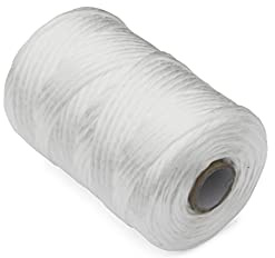 Spago in Rafia Sintetica per Imballaggio e Legature, Corda Resistente in Polipropilene Ritorto, Galleggiante e Versatile per Uso Domestico e Professionale (Ø 1,9 mm - Bianco - 95 mt)