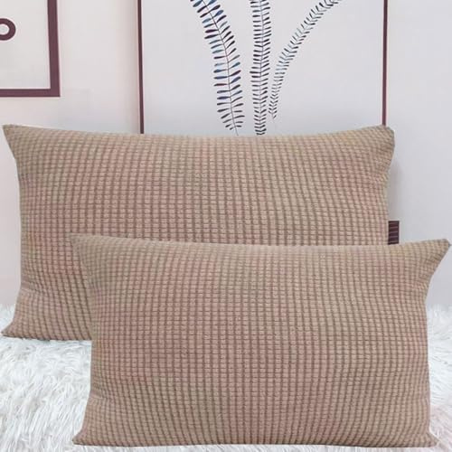 SWJ-swjssb Stretch Kissenbezüge 50x70 2er Set Kissenbezug, Sofa Kissenhülle Für Dekokissen Cordstoff 40x60, Dekorative Zierkissen -hüllen, Cord Kissen Bezug Einsetzbar(Khaki,50x70 cm (Pack of 2))
